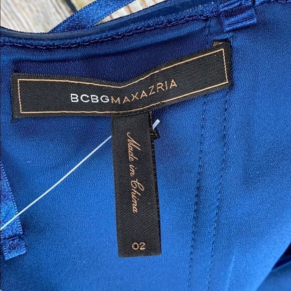NWT BCBGMaxAzria Blue Strapless Gown Prom Dress Side Bow size 2 - Picture 9 of 10
